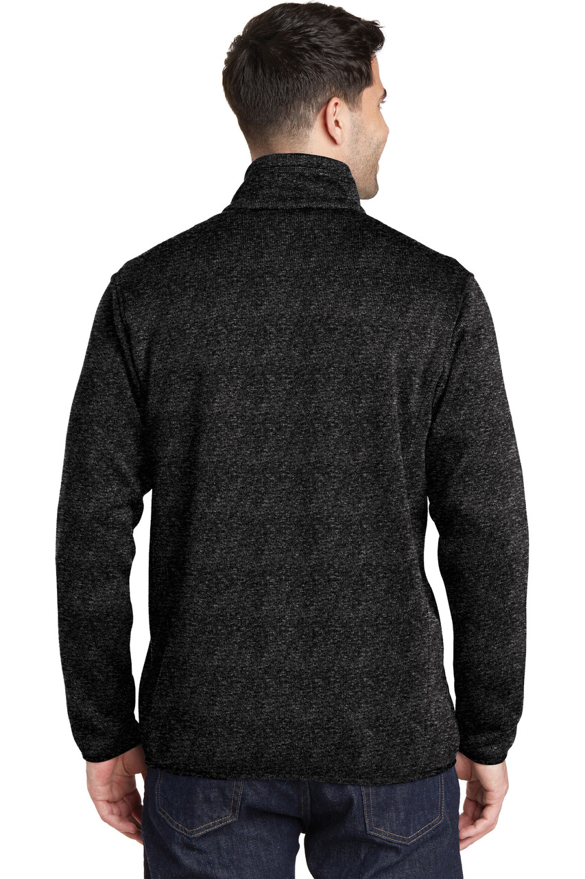 Port Authority® Sweater Fleece Jacket. F232 Black Heather  Back