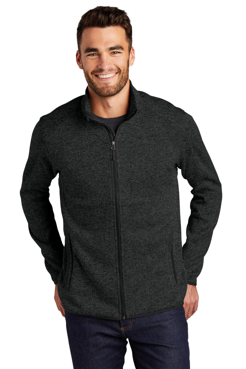 Port Authority® Sweater Fleece Jacket. F232 Black Heather XS