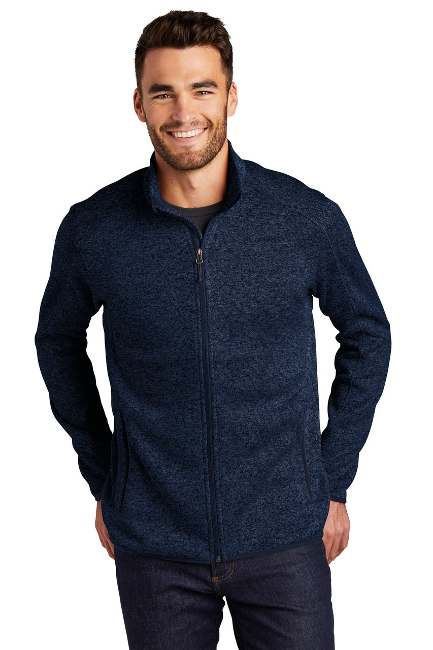 Port Authority® Sweater Fleece Jacket. F232 River Blue Navy Heather 2XL