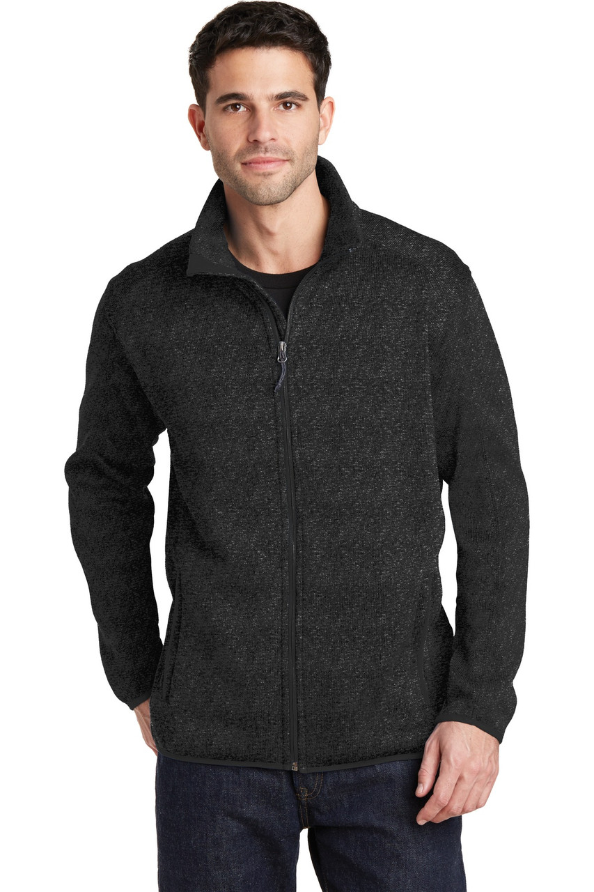 Port Authority® Sweater Fleece Jacket. F232 Black Heather