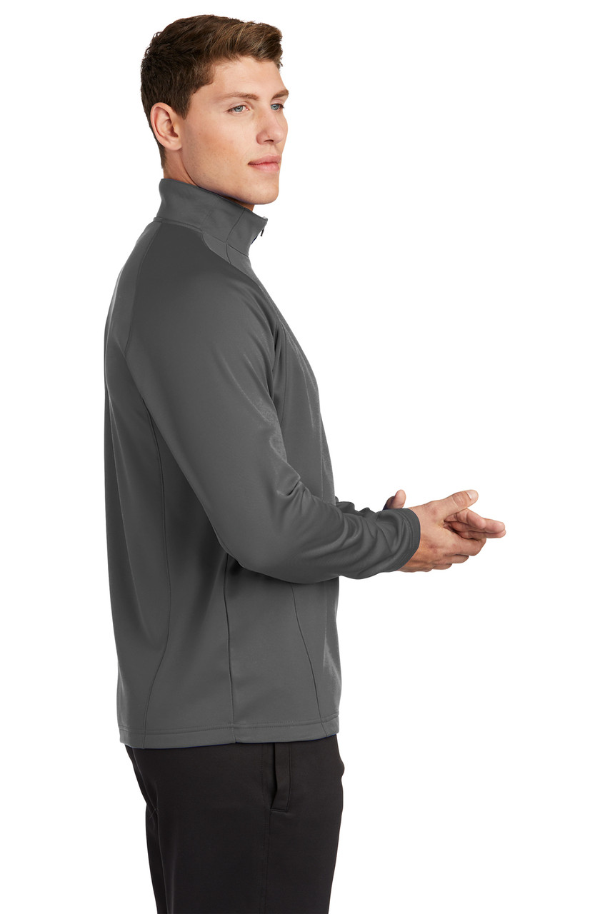 Sport-Tek® Sport-Wick® Fleece 1/4-Zip Pullover.  F243 Dark Smoke Grey/ Black  Side