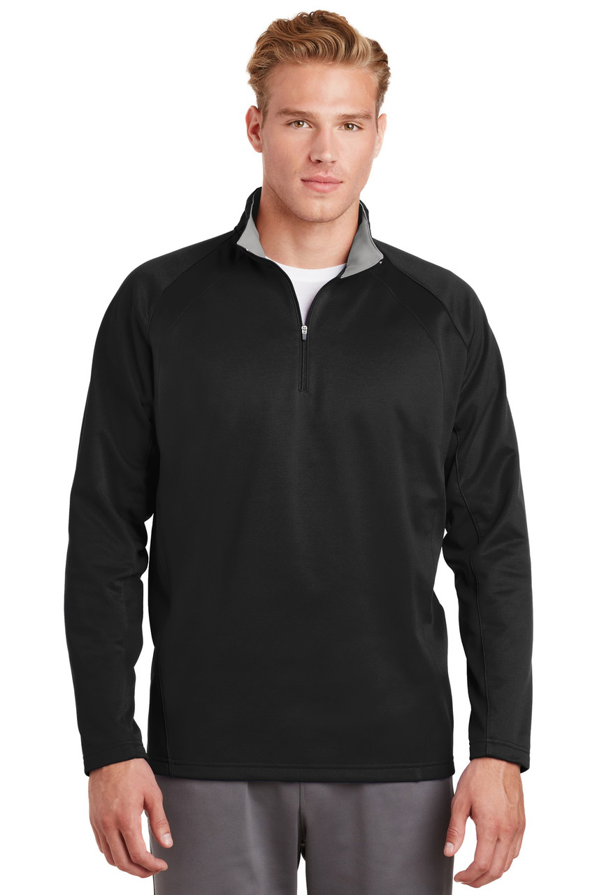 Sport-Tek® Sport-Wick® Fleece 1/4-Zip Pullover.  F243 Black/ Silver