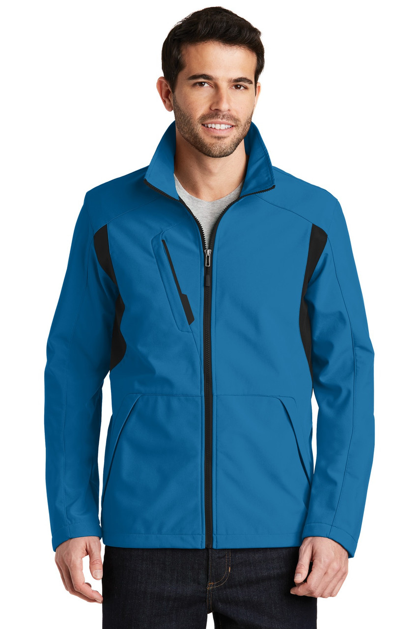 Port Authority® Back-Block Soft Shell Jacket. J336 Imperial Blue/ Black