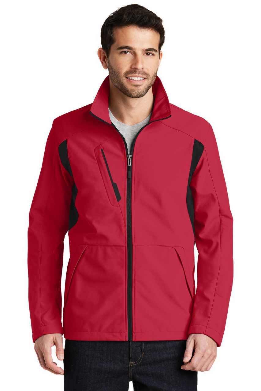 Port Authority® Back-Block Soft Shell Jacket. J336 Rich Red/ Black