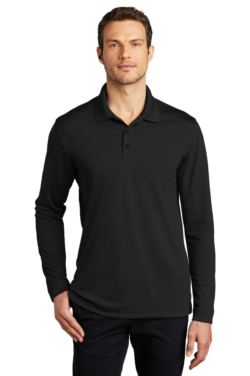 Port Authority ® Dry Zone ® UV Micro-Mesh Long Sleeve Polo K110LS Deep Black