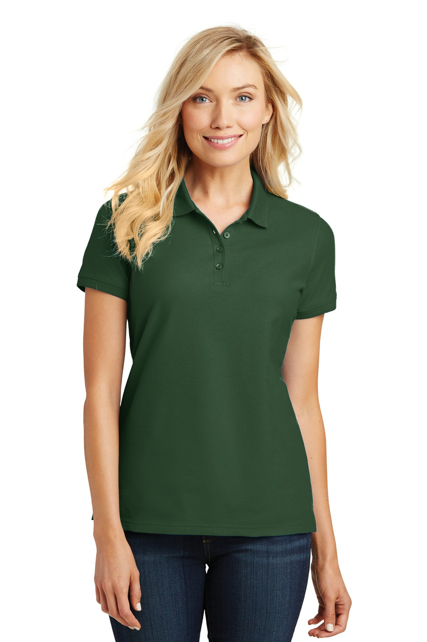 Port Authority® Ladies Core Classic Pique Polo. L100 Deep Forest Green