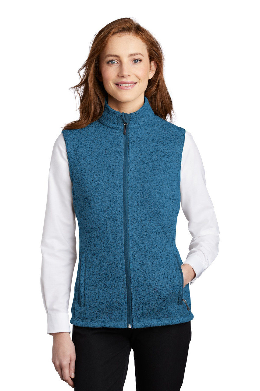 Port Authority ® Ladies Sweater Fleece Vest L236 Medium Blue Heather