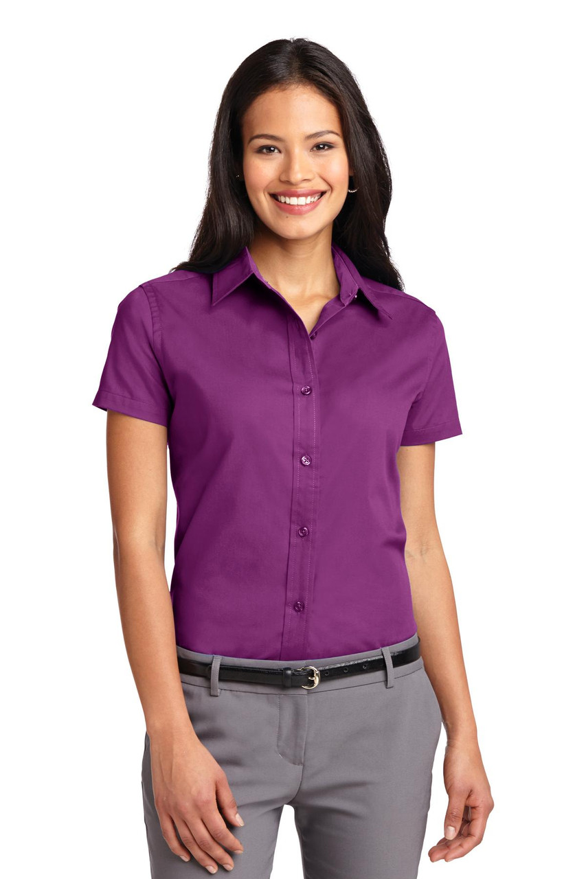 Port Authority® Ladies Short Sleeve Easy Care  Shirt.  L508 Deep Berry