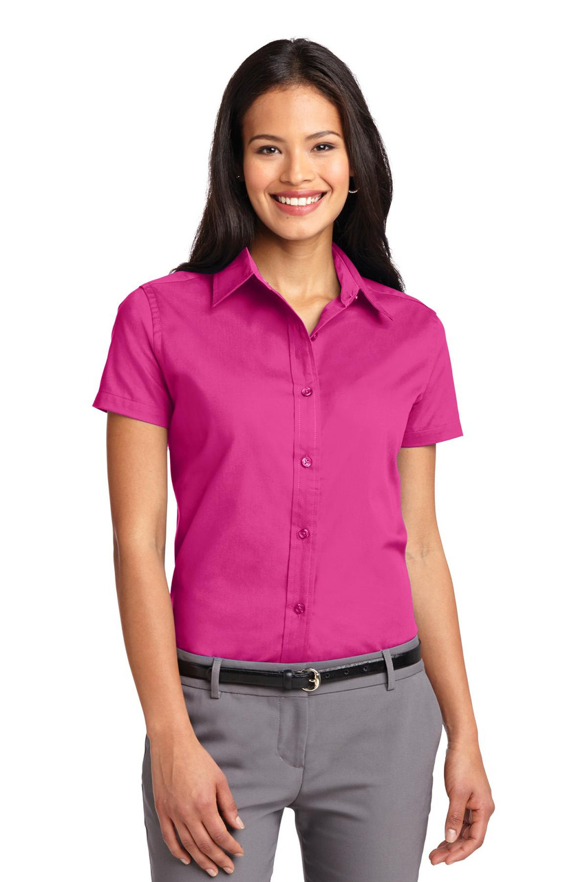 Port Authority® Ladies Short Sleeve Easy Care  Shirt.  L508 Tropical Pink