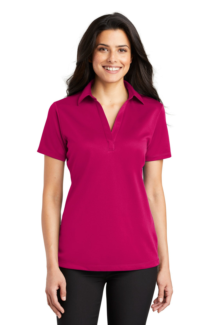 Port Authority® Ladies Silk Touch™ Performance Polo. L540 Pink Raspberry XS
