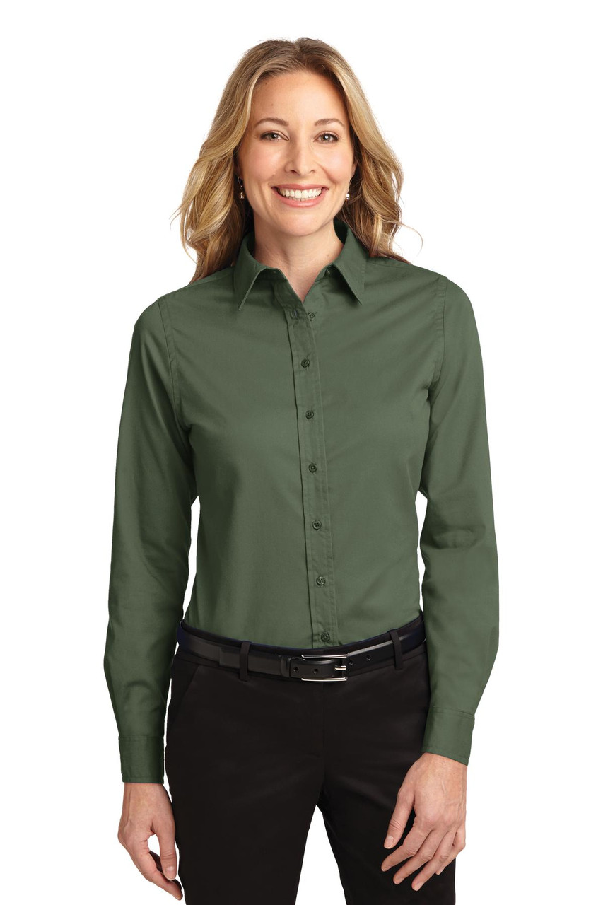 Port Authority® Ladies Long Sleeve Easy Care Shirt.  L608 Clover Green