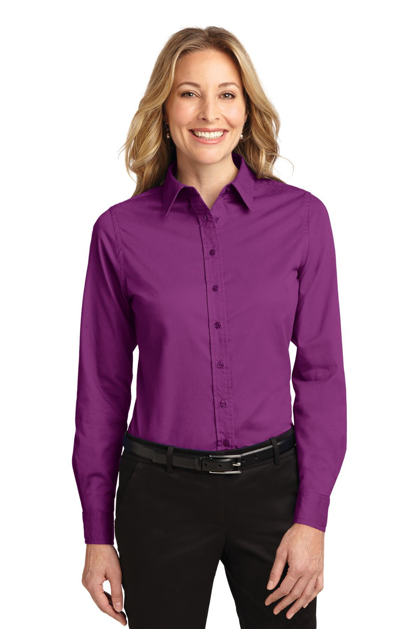 Port Authority® Ladies Long Sleeve Easy Care Shirt.  L608 Deep Berry