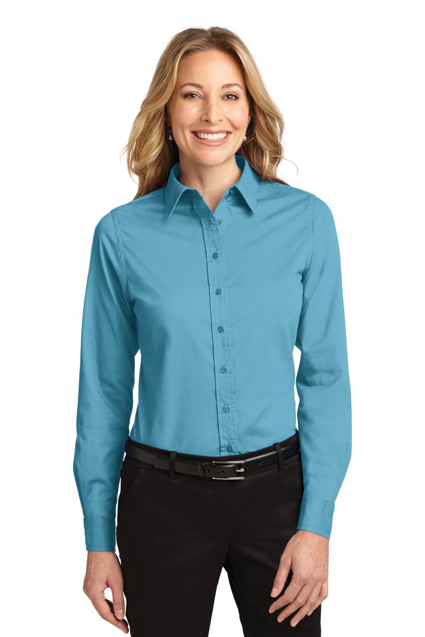 Port Authority® Ladies Long Sleeve Easy Care Shirt.  L608 Maui Blue