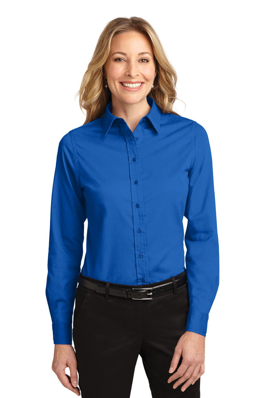 Port Authority® Ladies Long Sleeve Easy Care Shirt.  L608 Strong Blue
