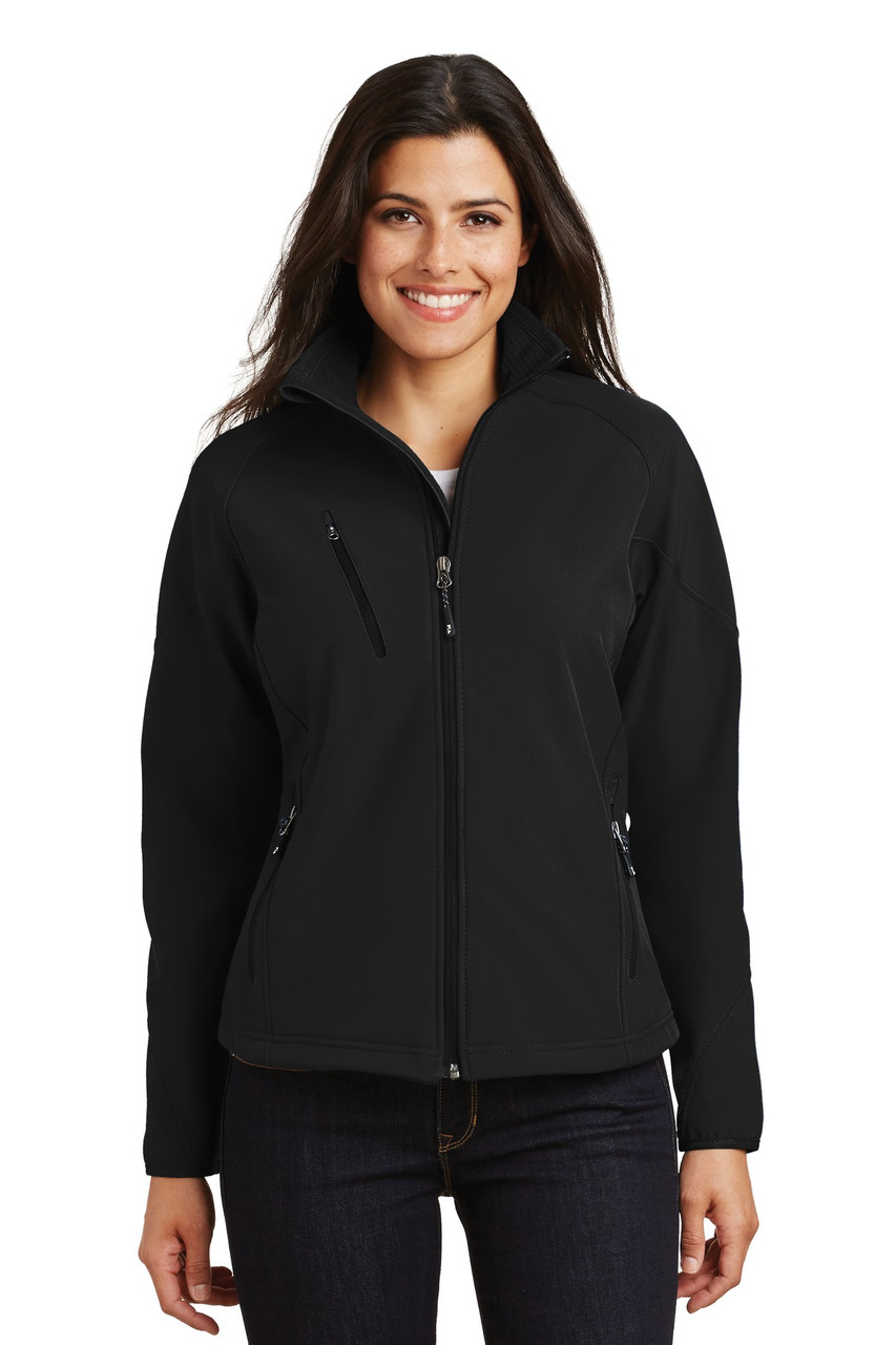 Port Authority® Ladies Textured Soft Shell Jacket. L705 Black