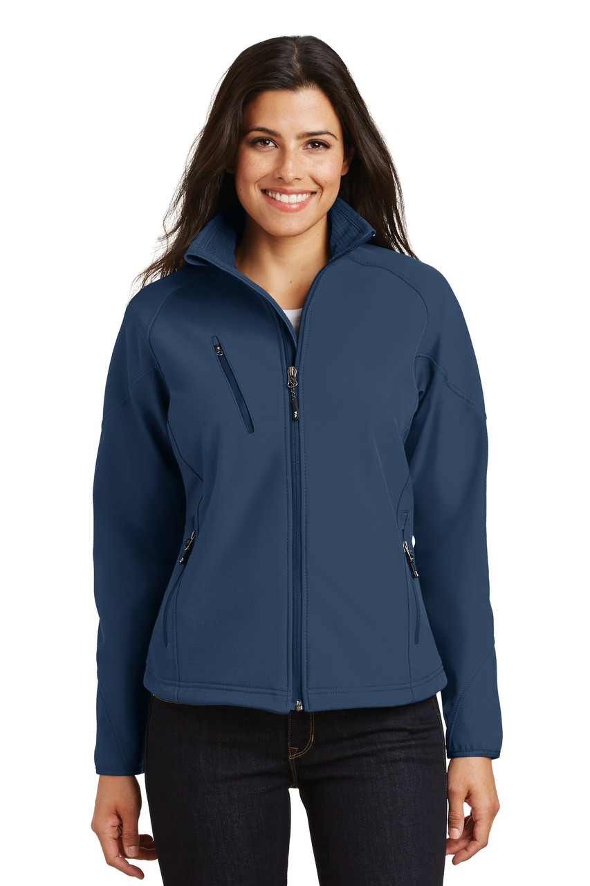 Port Authority® Ladies Textured Soft Shell Jacket. L705 Insignia Blue