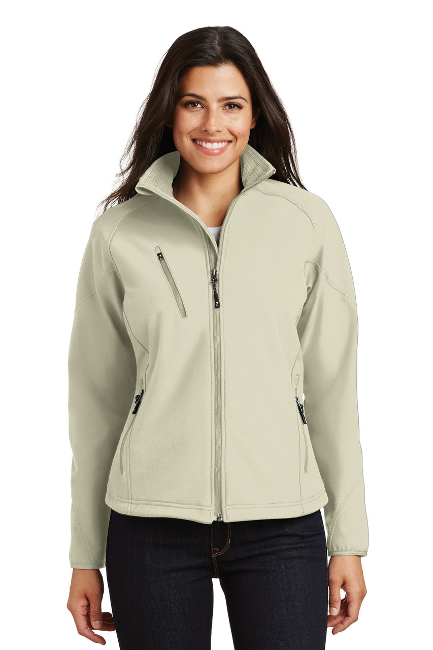 Port Authority® Ladies Textured Soft Shell Jacket. L705 Stone