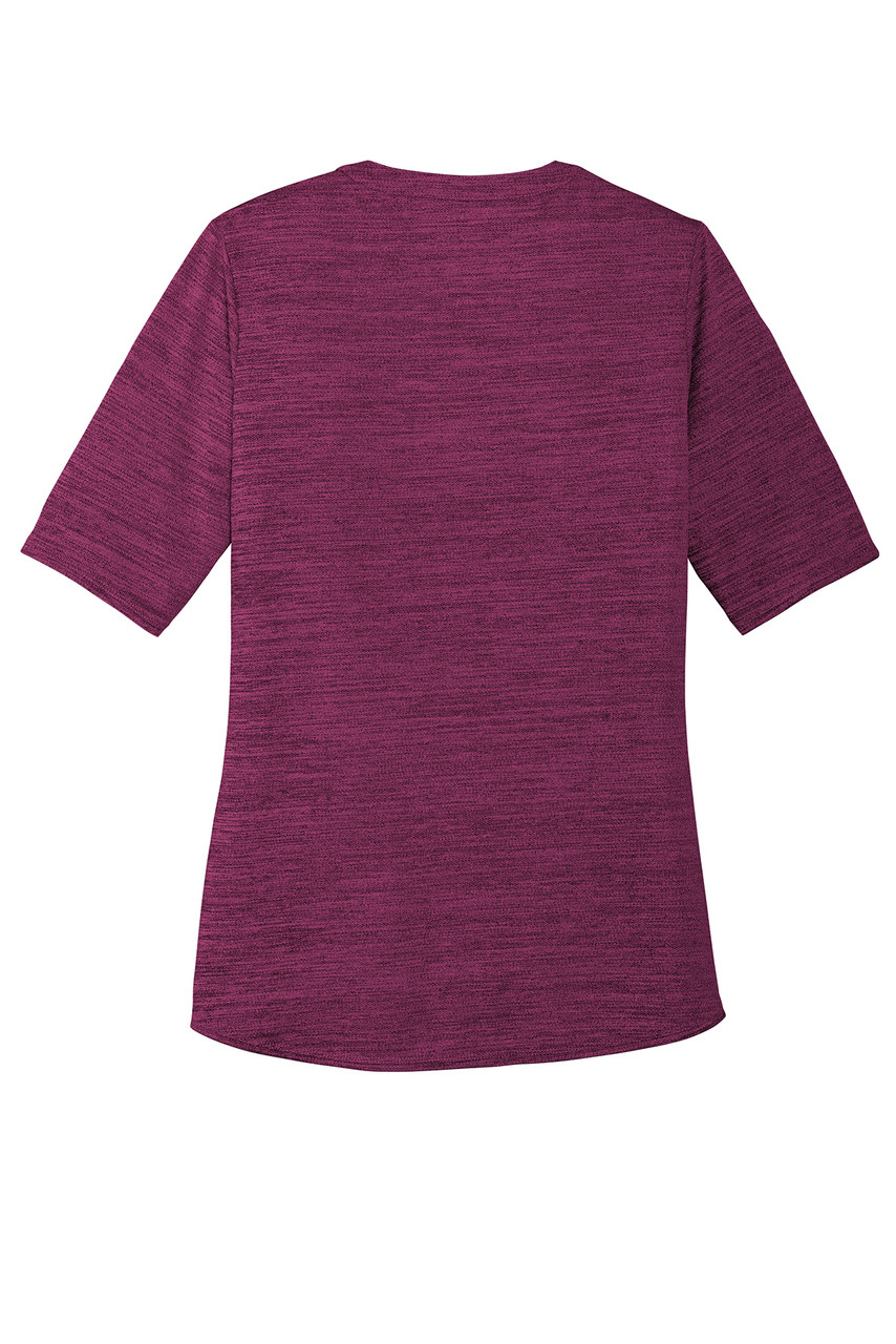 Port Authority ® Ladies Stretch Heather Open Neck Top  LK583 Violet Purple/ Black Back