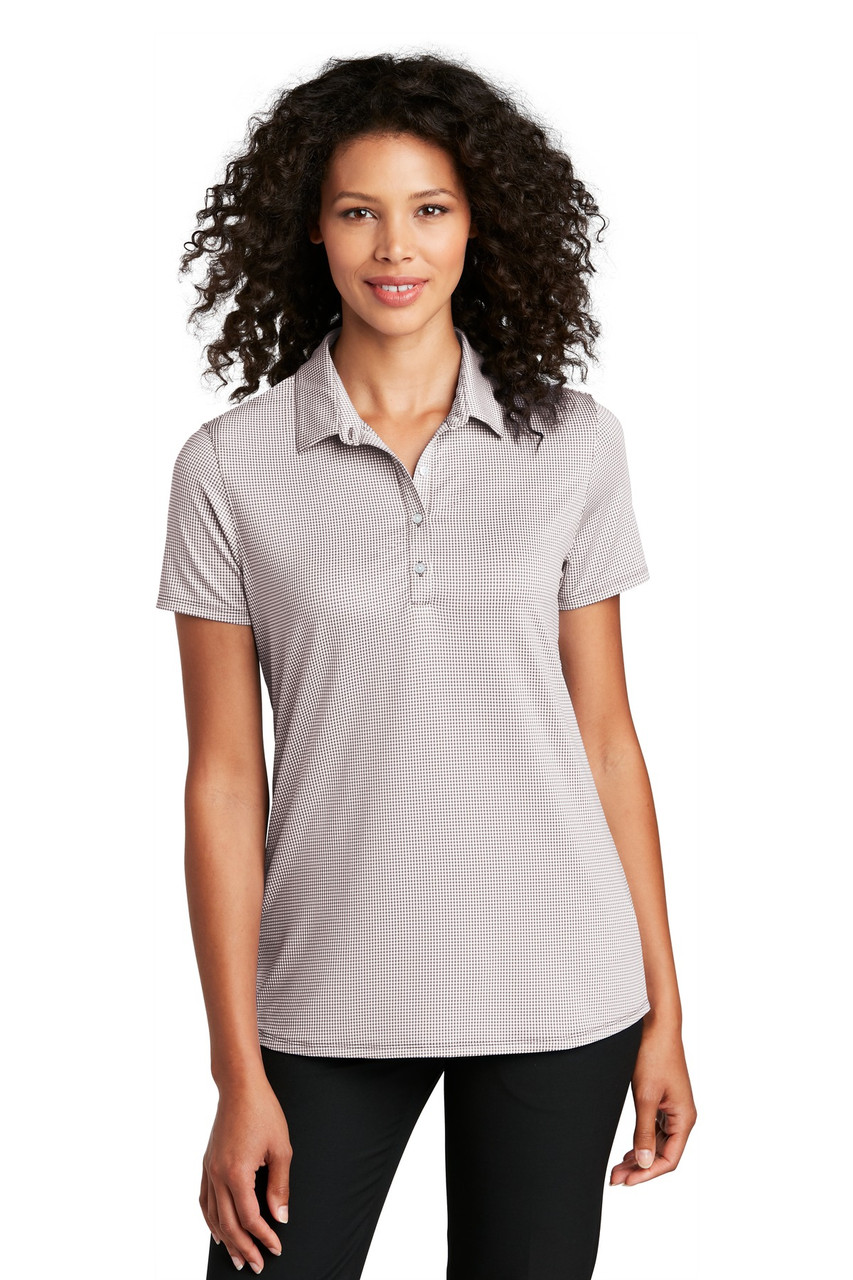 Port Authority ® Ladies Gingham Polo LK646 Gusty Grey/ White