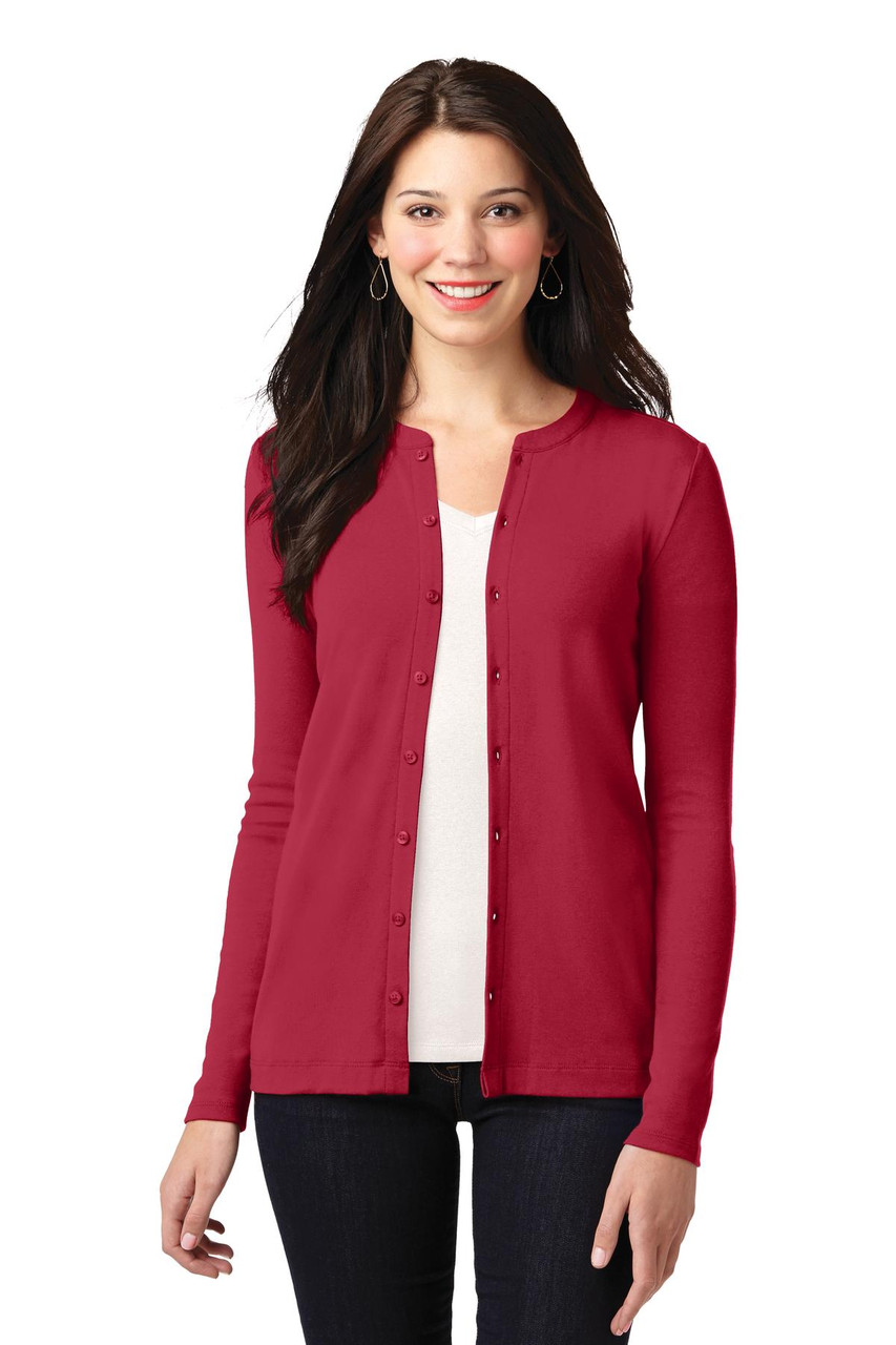 Port Authority® Ladies Concept Stretch Button-Front Cardigan. LM1008 Rich Red