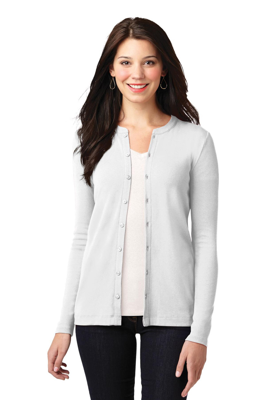 Port Authority® Ladies Concept Stretch Button-Front Cardigan. LM1008 White