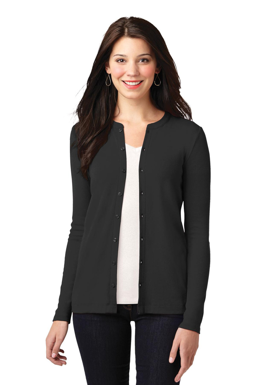Port Authority® Women's Concept Stretch Button-Front Cardigan. LM1008 Black