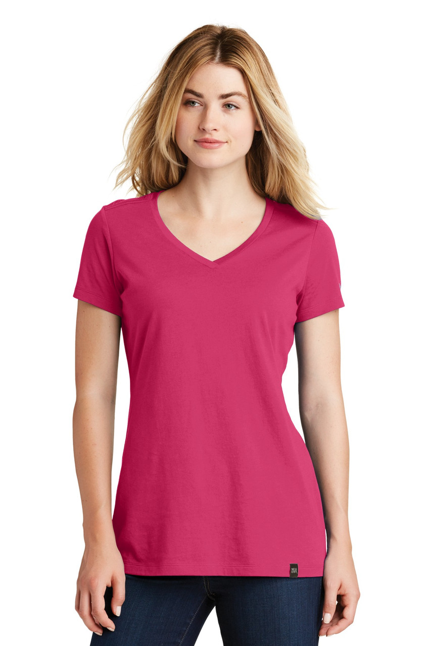 New Era ® Ladies Heritage Blend V-Neck Tee. LNEA101 Deep Pink