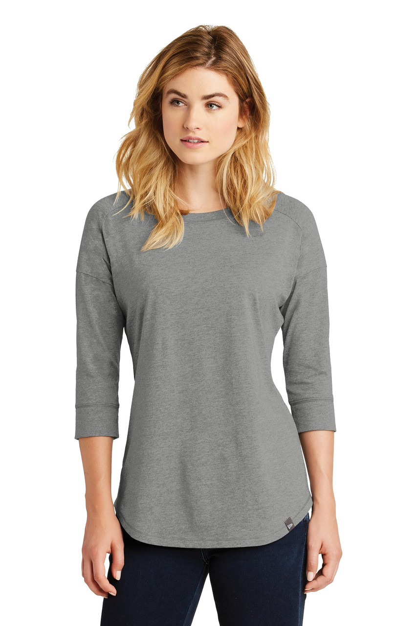 New Era ® Ladies Heritage Blend 3/4-Sleeve Baseball Raglan Tee. LNEA104 Shadow Grey Heather