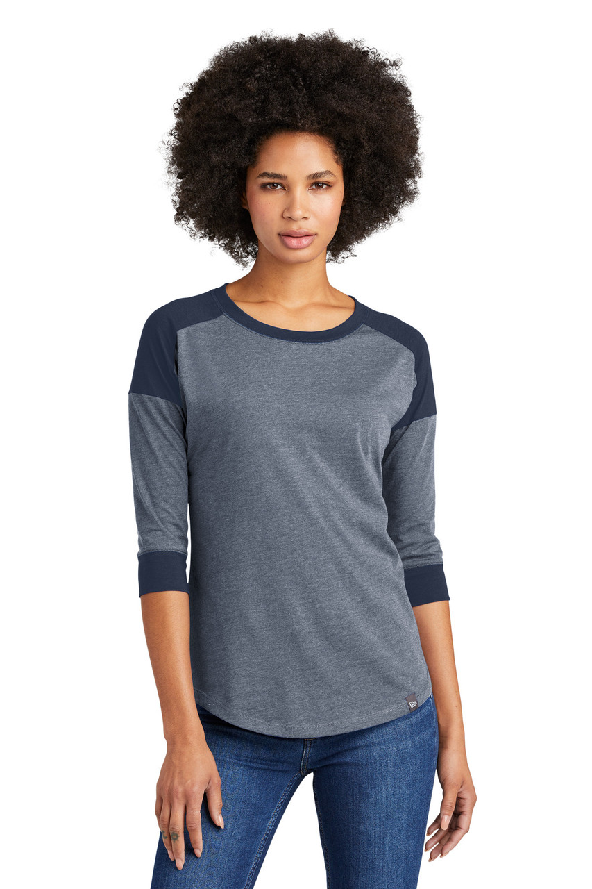 New Era ® Ladies Heritage Blend 3/4-Sleeve Baseball Raglan Tee. LNEA104 True Navy/ True Navy Twist XS