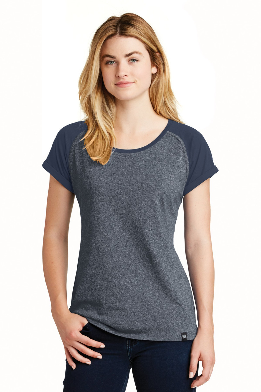 New Era ® Ladies Heritage Blend Varsity Tee. LNEA107 True Navy/ True Navy Twist