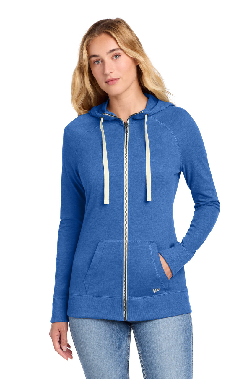 New Era® Women's Sueded Cotton Blend Full-Zip Hoodie. LNEA122 Royal Heather