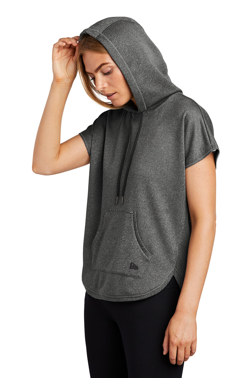 New Era ® Ladies Performance Terry Short Sleeve Hoodie LNEA533 Graphite Heather Hood