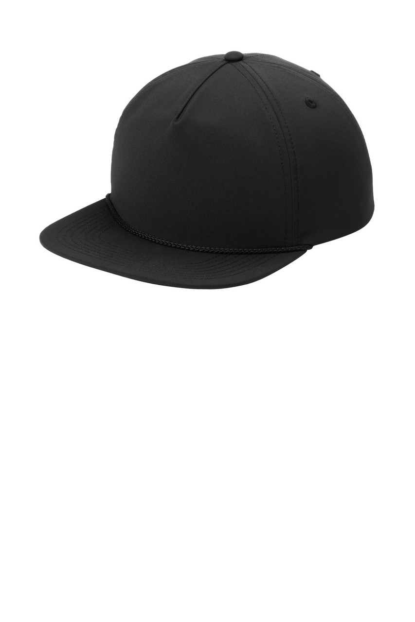 Port Authority® 5-Panel Poly Rope Cap C981 Black/ Black