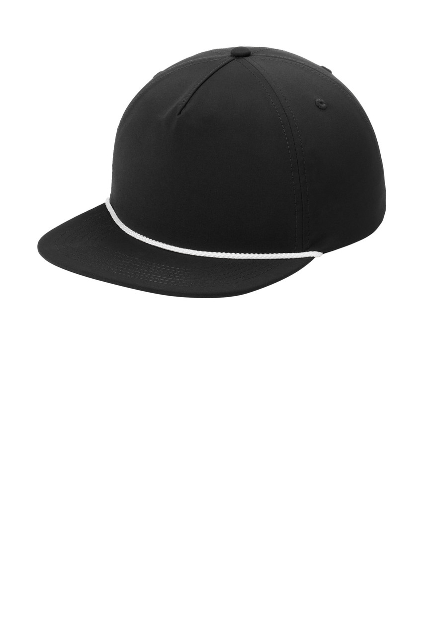 Port Authority® 5-Panel Poly Rope Cap C981 Black/ White