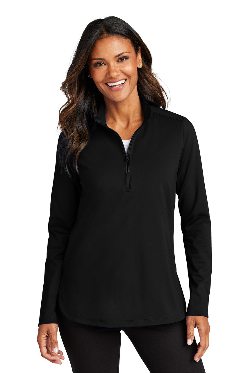 Port Authority® Ladies C-FREE® Double Knit 1/4-Zip LK880 Deep Black