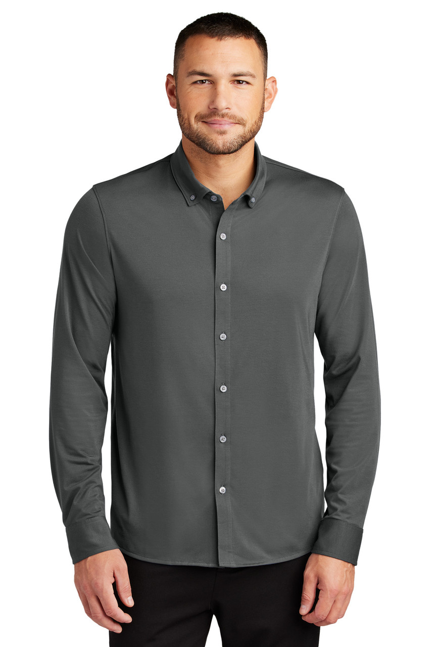 Mercer+Mettle™ Stretch Jersey Long Sleeve Shirt MM1018 Anchor Grey