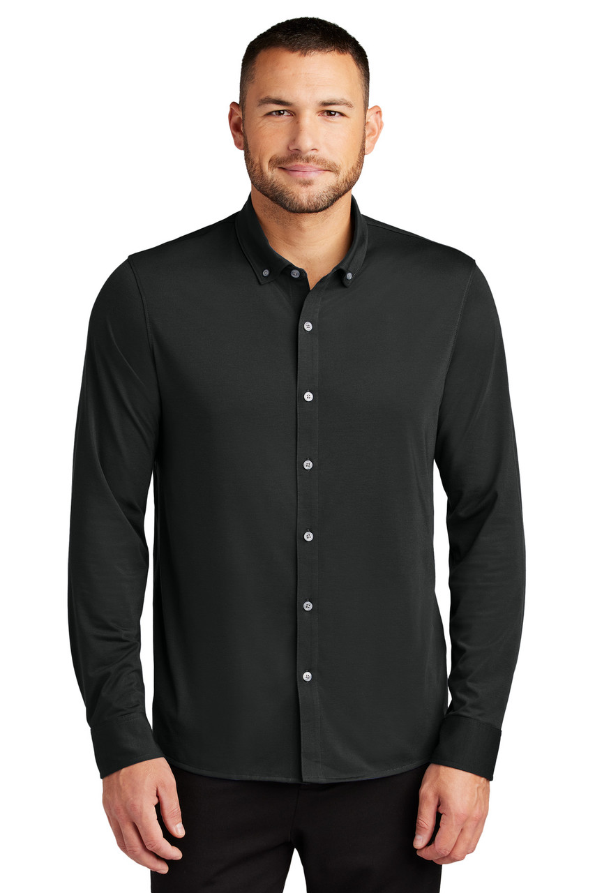 Mercer+Mettle™ Stretch Jersey Long Sleeve Shirt MM1018 Deep Black