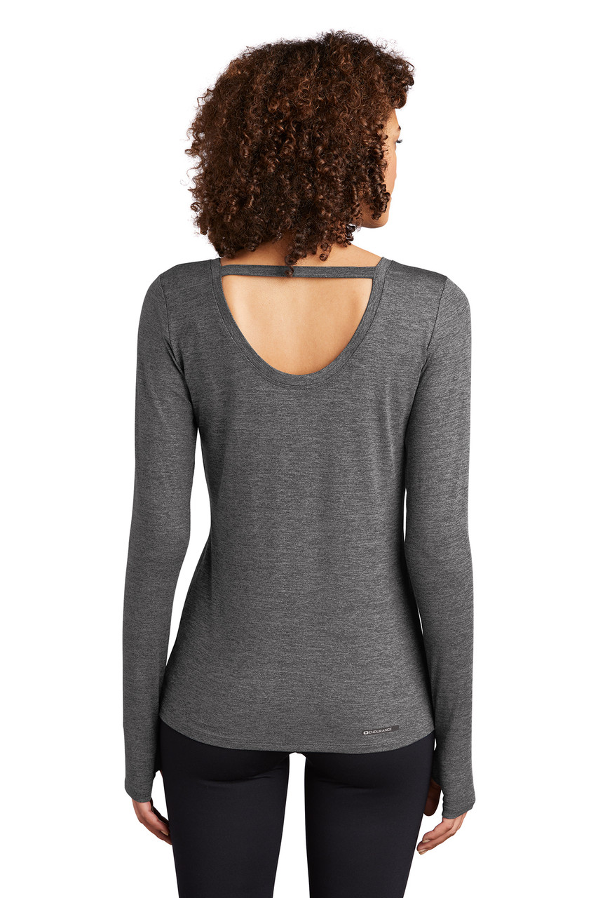 OGIO ® ENDURANCE Ladies Force Long Sleeve Tee LOE340 Gear Grey Heather Back