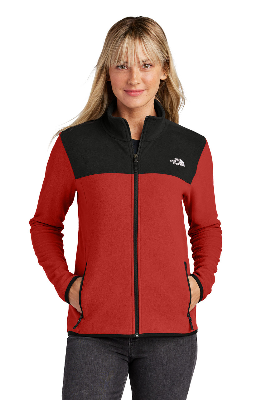 The North Face® Ladies Glacier Full-Zip Fleece Jacket NF0A7V4K Rage Red / TNF Black