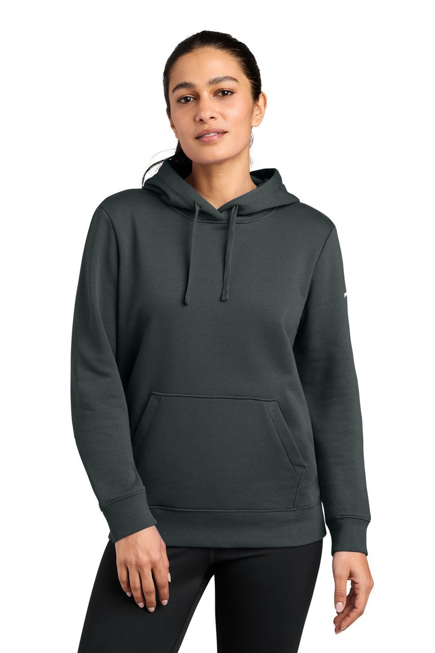 Nike Women's Club Fleece Sleeve Swoosh Pullover Hoodie NKFD9889 Anthracite