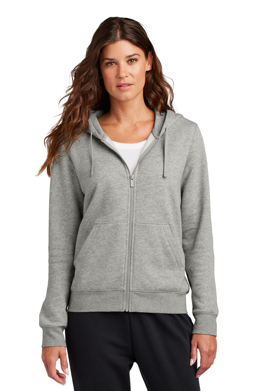 Nike Ladies Club Fleece Sleeve Swoosh Full-Zip Hoodie NKFD9890 Dark Grey Heather