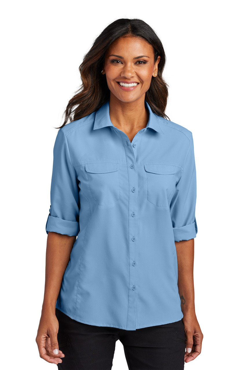 Port Authority® Ladies Long Sleeve UV Daybreak Shirt LW960 Light Blue