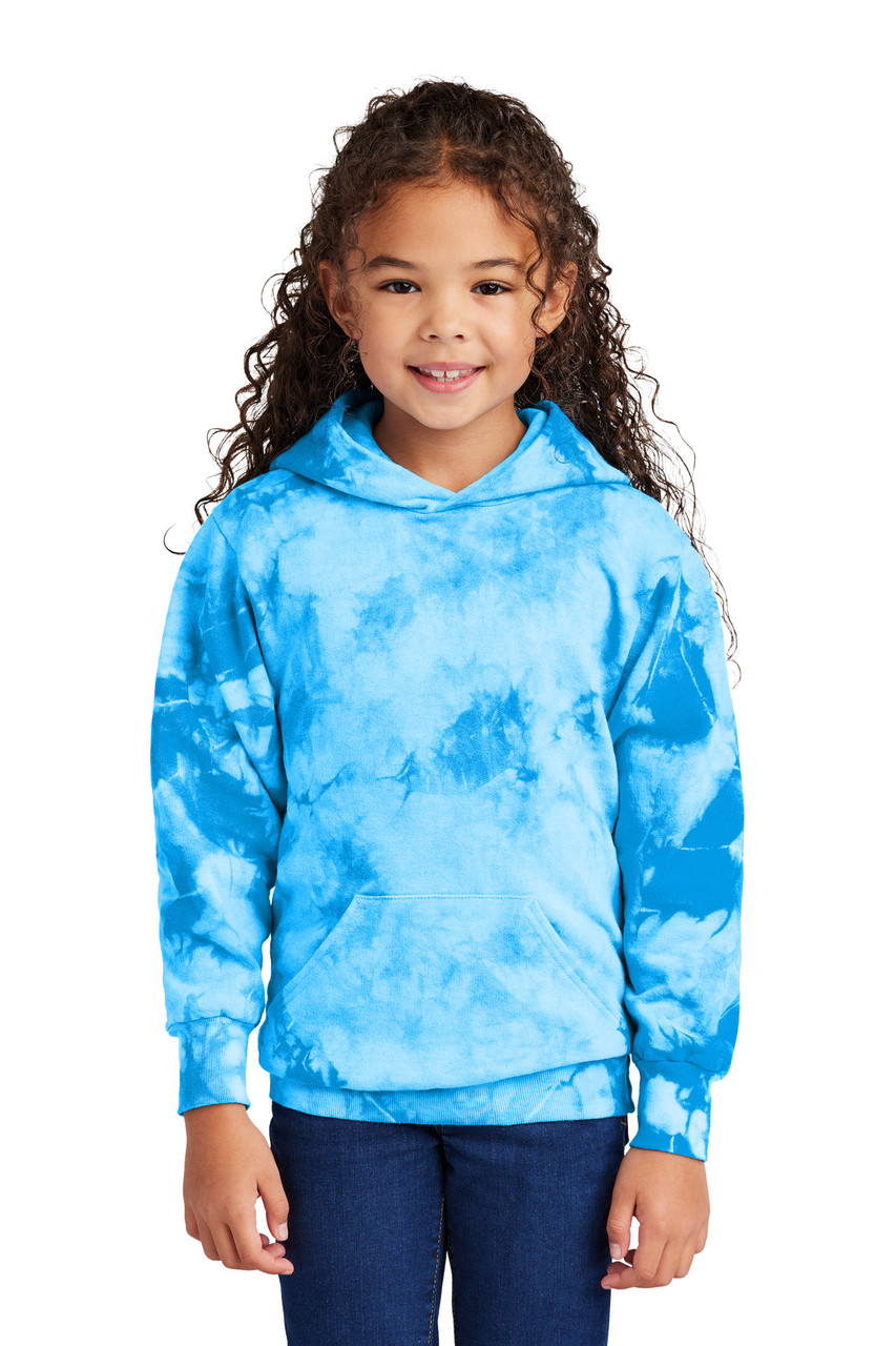 Port & Company® Youth Crystal Tie-Dye Pullover Hoodie PC144Y Sky Blue