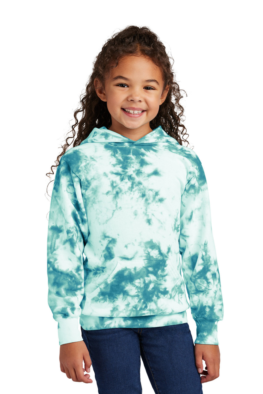 Port & Company® Youth Crystal Tie-Dye Pullover Hoodie PC144Y Teal