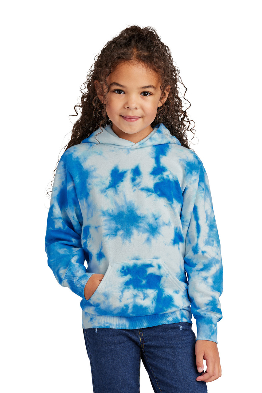 Port & Company® Youth Crystal Tie-Dye Pullover Hoodie PC144Y True Royal