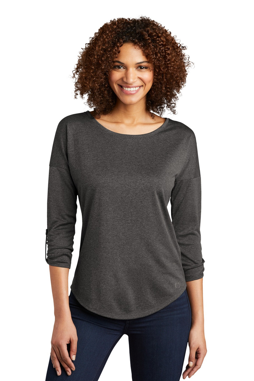 OGIO ® Ladies Gravitate Scoop 3/4-Sleeve . LOG141 Dark Heather Grey