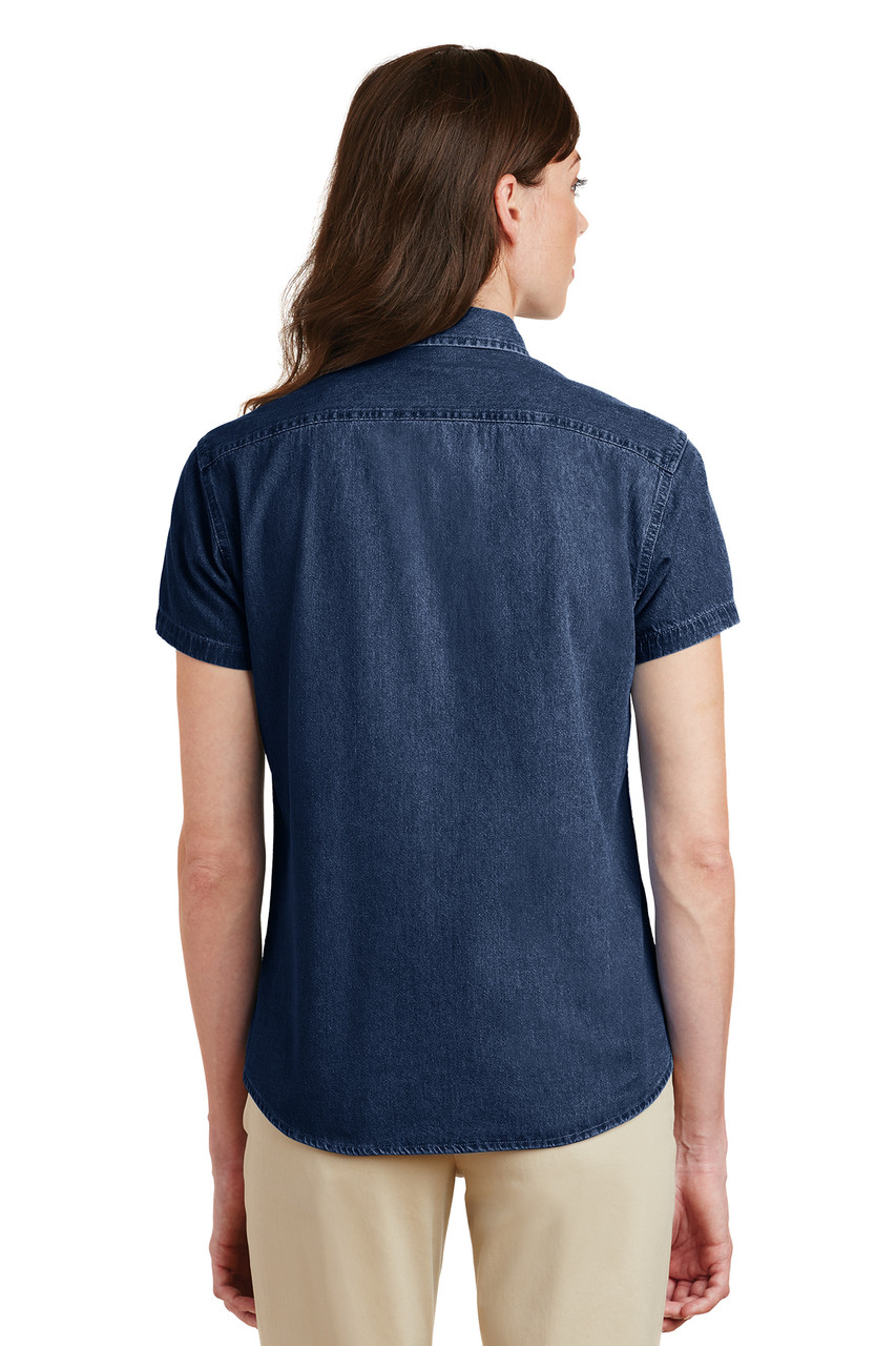 Port & Company® - Ladies Short Sleeve Value Denim Shirt.  LSP11 Ink Blue Back