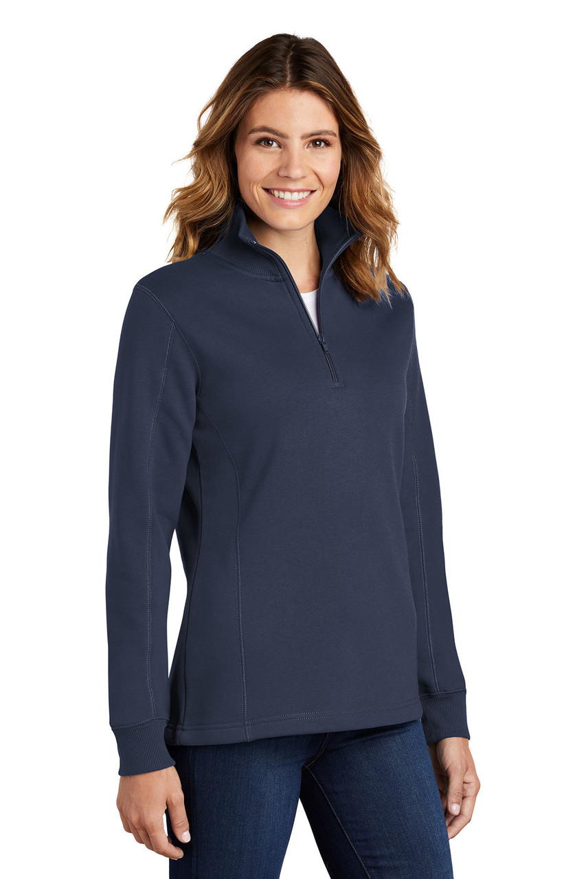Sport-Tek® Ladies 1/4-Zip Sweatshirt. LST253 True Navy Alt
