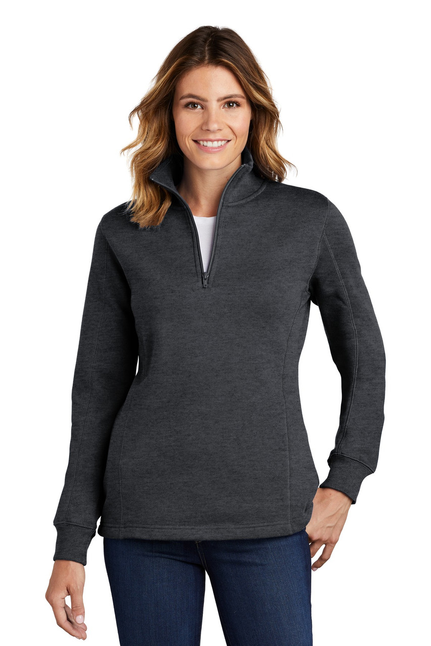 Sport-Tek® Ladies 1/4-Zip Sweatshirt. LST253 Graphite Heather XS
