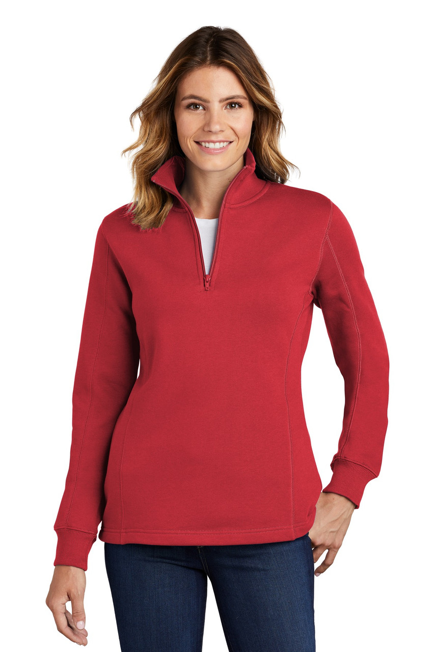 Sport-Tek® Ladies 1/4-Zip Sweatshirt. LST253 True Red XS